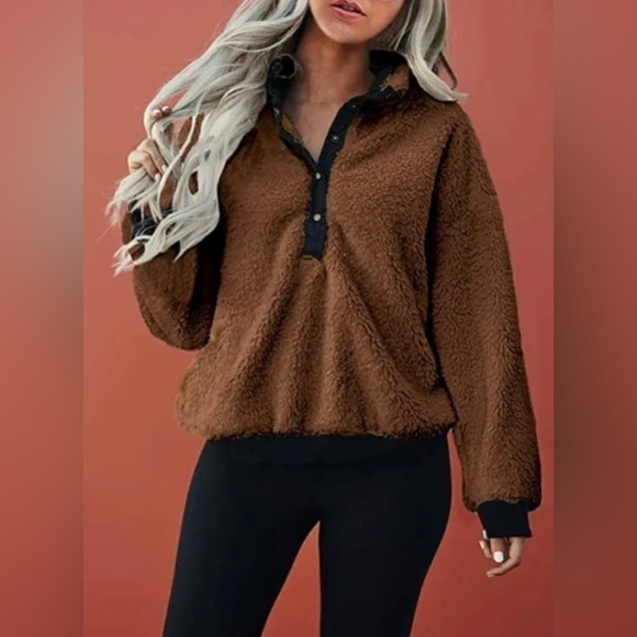 Brown and Black Teddy Sweater Size Small - Picture 2 of 11